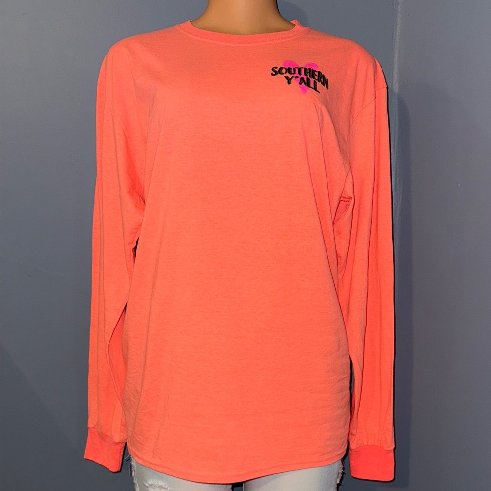 Women's Coral Southern Y’all Long Sleeve Tee - Size Medium